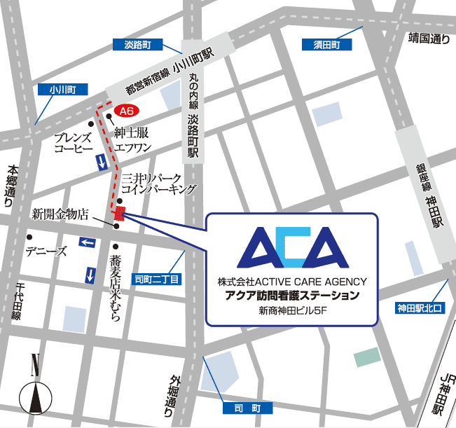 アクア訪問看護ステーションまでの地図